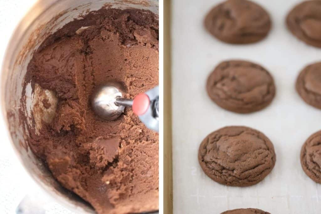 How to make chocolate peppermint cookie dough and how to bake chocolate christmas cookies.