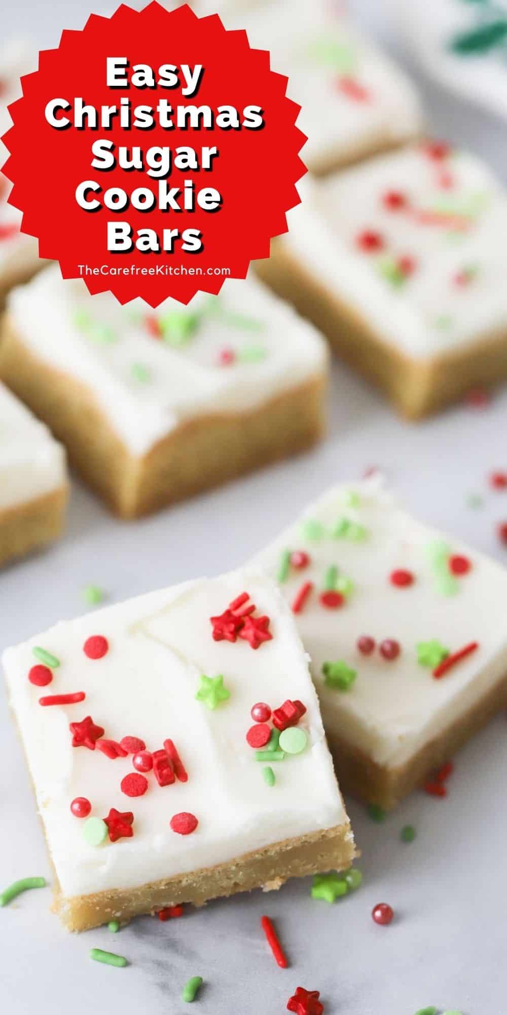 Christmas Sugar Cookie Bars - The Carefree Kitchen