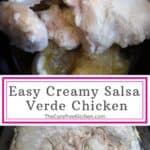 how to make slow cooker Creamy Salsa Verde Chicken recipe, easy chicken dinner idea.