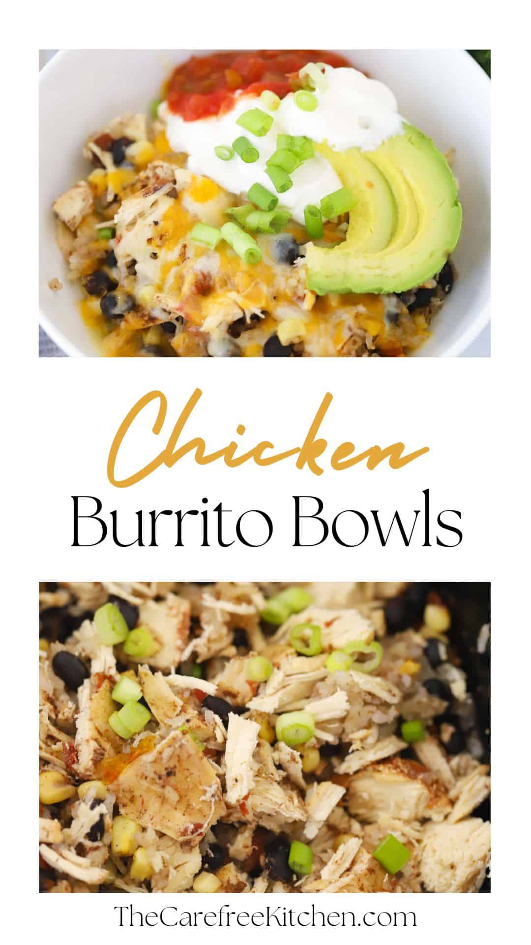 Slow Cooker Chicken Burrito Bowls - The Carefree Kitchen