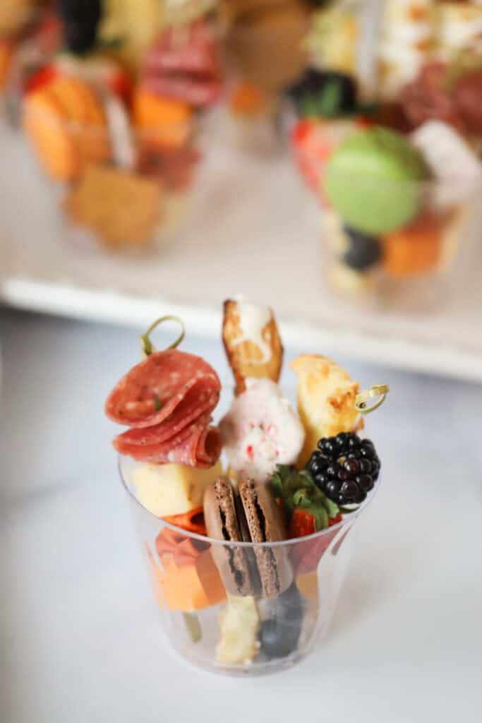 tips and tricks on how to assemble and serve homemade charcuterie cups. 