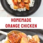 how to make homemade orange chicken in the skillet. chicken dinner recipe.