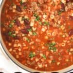 how to make Pasta Fagioli Soup recipe, easy ground beef soup recipe.