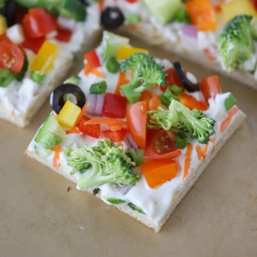 Crescent Roll Veggie Pizza - The Carefree Kitchen