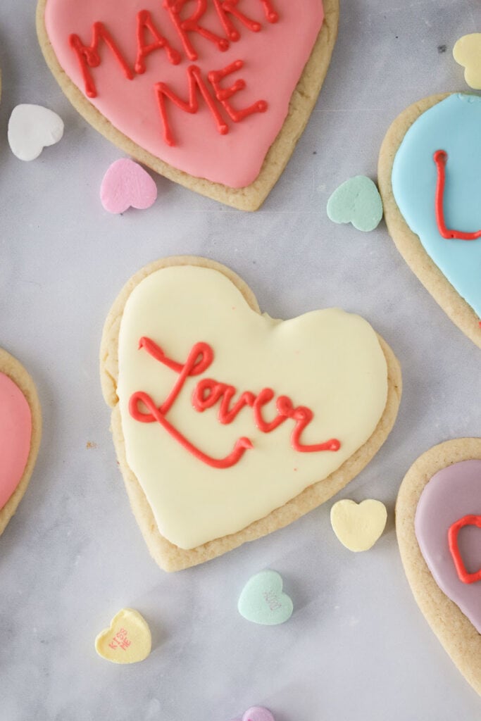 Taylor Swift Valentine's Sugar Cookies, decorated rolled sugar cookies.