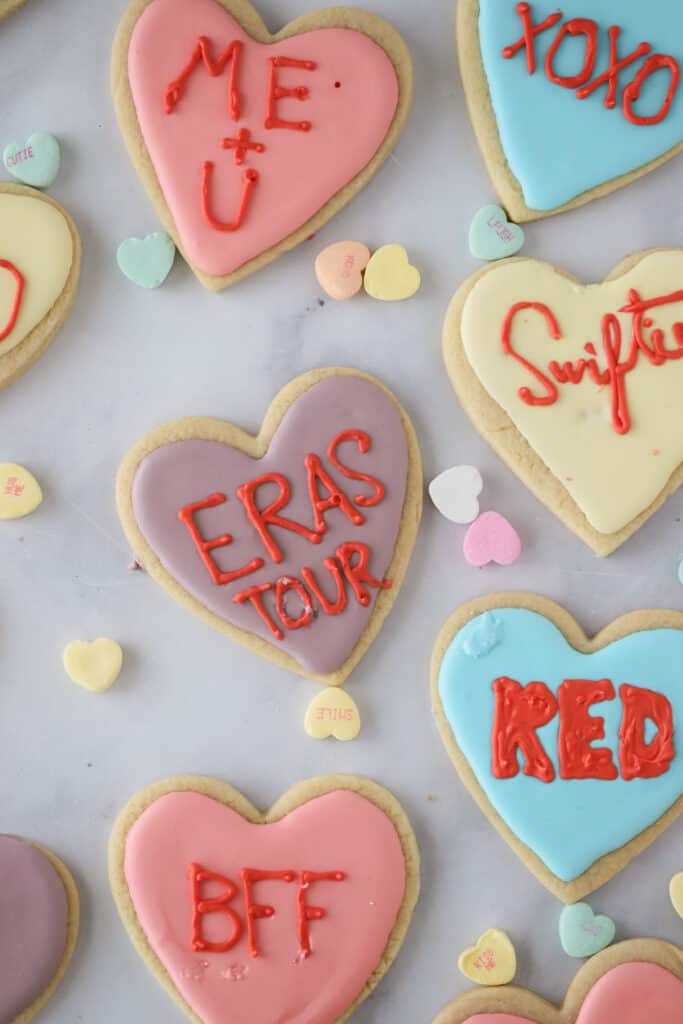 Taylor Swift Heart Cookies for Valentine's Day, the best valentine's day cookies for swifties.