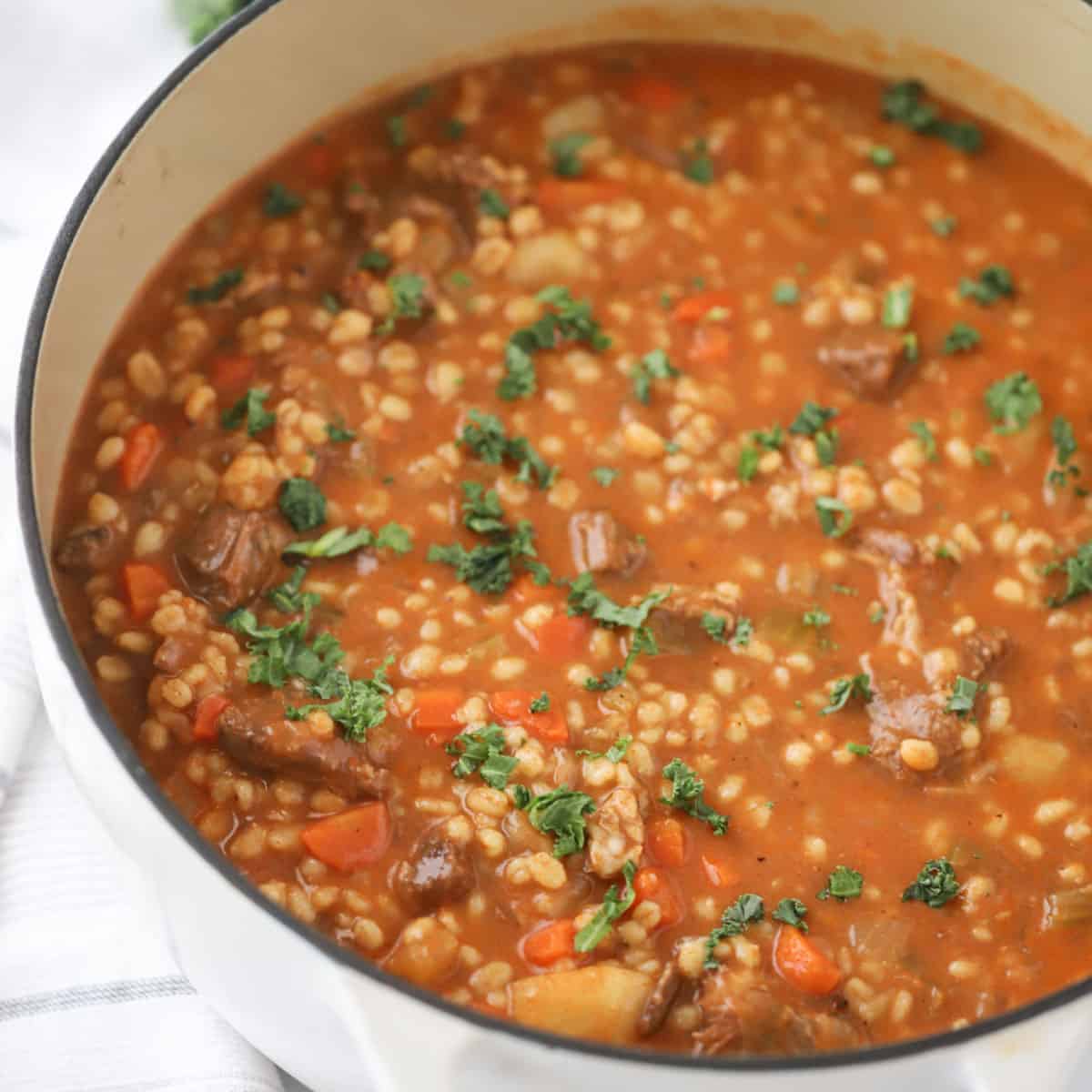 Best Beef and Barley Soup - The Carefree Kitchen