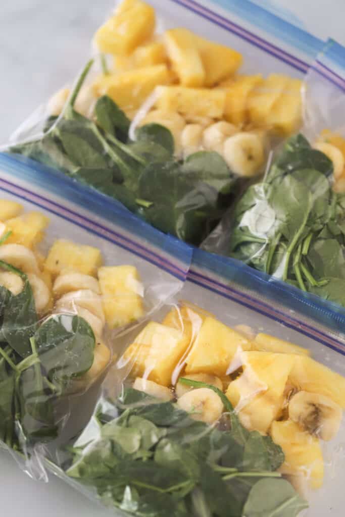 Meal prep for green smoothies.