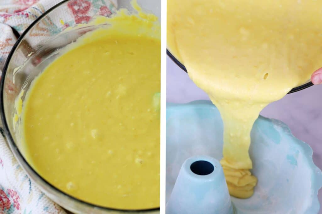 step by step instructions showing how to make lemon bundt cake recipes; moist lemon bundt cake