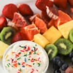 easy rainbow kabobs made with fruit