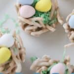 how to make white chocolate bird nest made with chow mein, easter dessert idea
