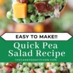 how to make pea salad with bacon and cheese, easy summer salad recipe.