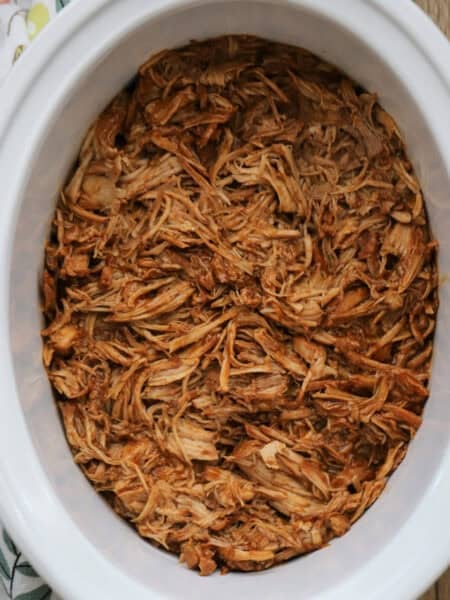 sweet pork cooked and shredded in a slow cooker, sweet pork recipe cosa vida.