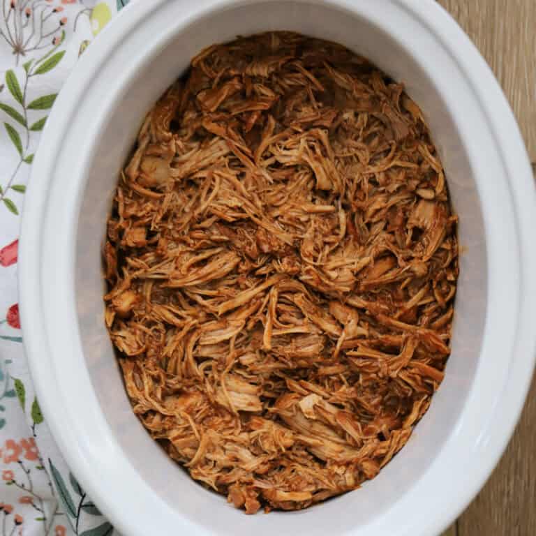sweet pork cooked and shredded in a slow cooker, sweet pork recipe cosa vida.