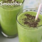 healthy smoothie with green vegetables and fresh fruit.