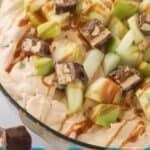 best caramel apple salad with snickers bar, easy potluck and family salad recipe.