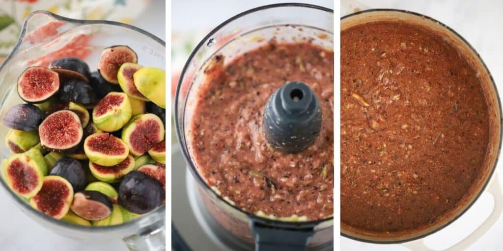 How to make fig jam by using a food processor before adding it to the pot to cook.