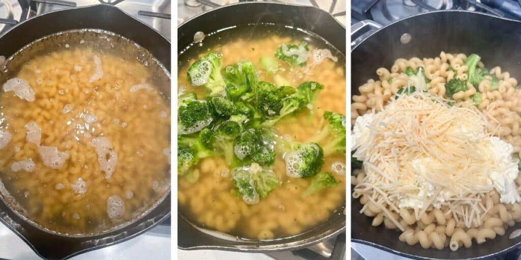 How to make this simple pasta dish with broccoli, creamy sauce, and Parmesan cheese.