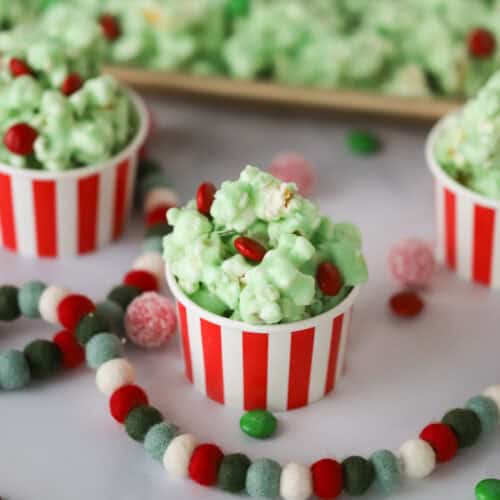 how to make Grinch Popcorn recipe, easy marshmallow popcorn recipe