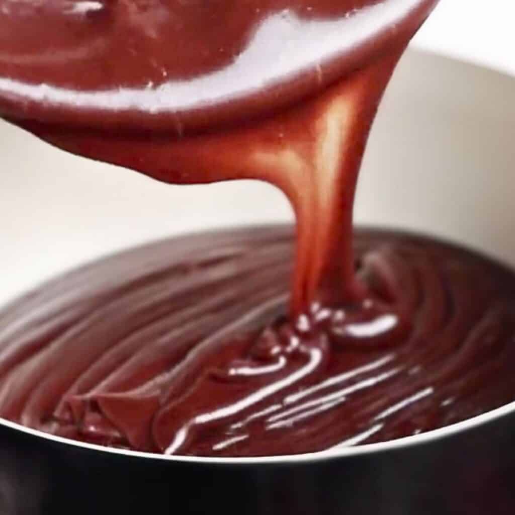 pouring chocolate into fondue pot