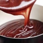 pouring chocolate into fondue pot