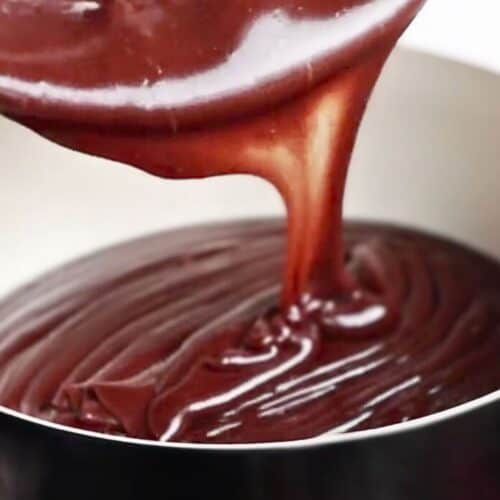 pouring chocolate into fondue pot