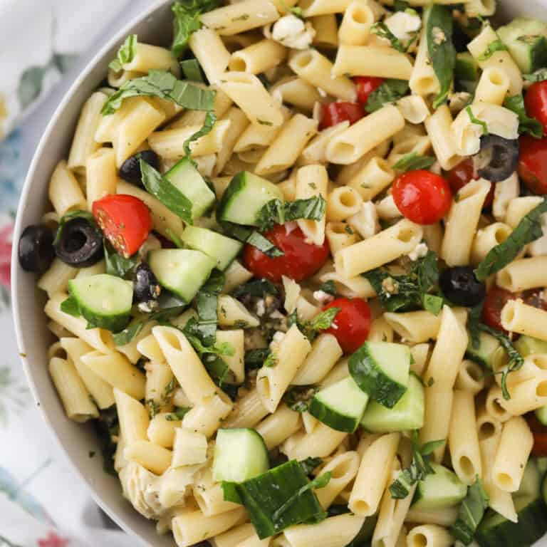 how to make Greek Pasta Salad recipe with feta cheese