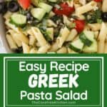 how to make Greek Pasta Salad recipe with homemade vinaigrette.