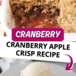 pinterest pin for cranberry apple crisp with oat topping