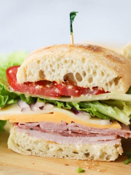 how to make the best italian sandwich with deli cold cut meats. Homemade italian sandwich.