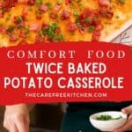 twice baked potato casserole with bacon and chives on top